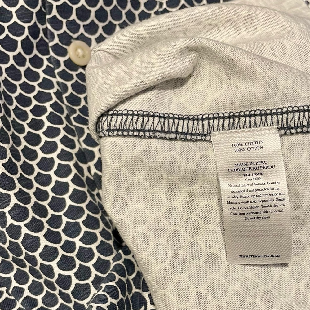 Faherty Brand Short Sleeve Knit Coast Shirt - Navy Fishscale Batik - Picture 6 of 6